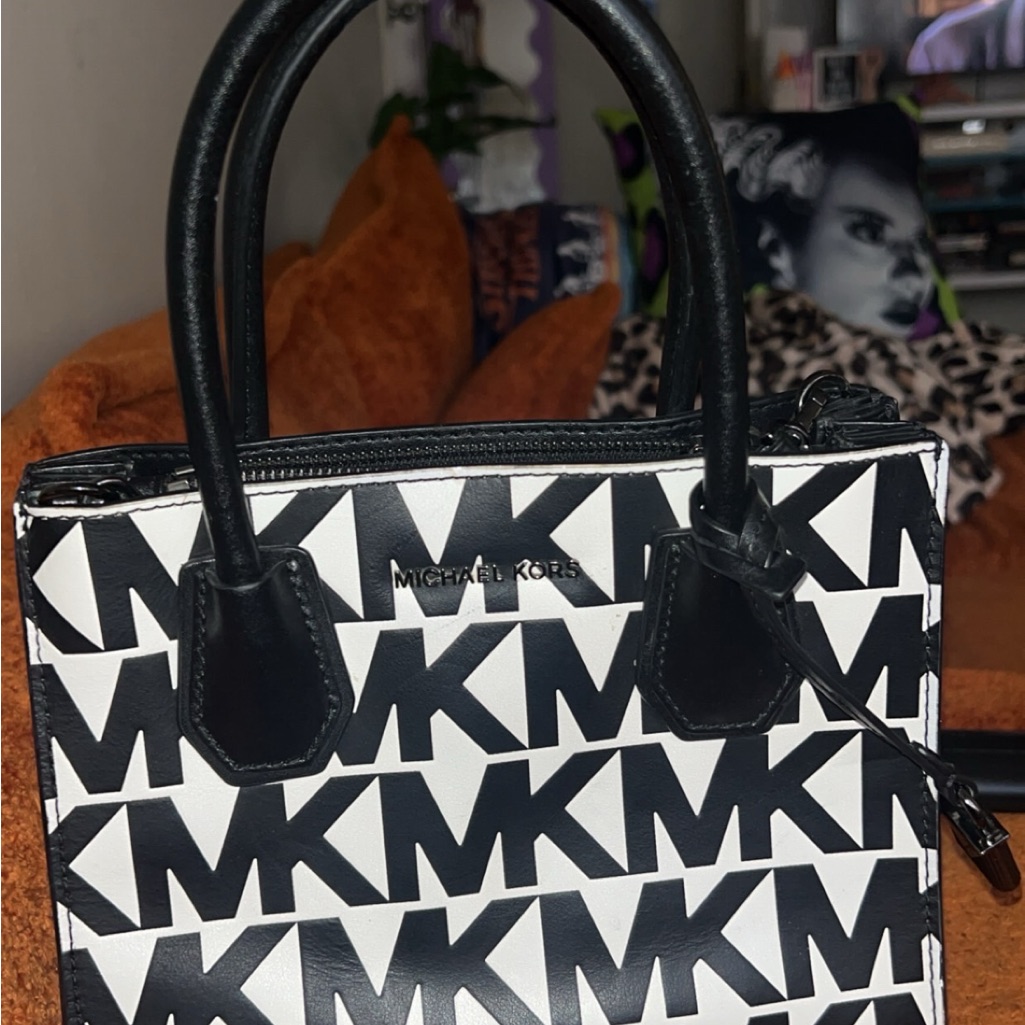 Michael Kors Monogram Black And White Satchel